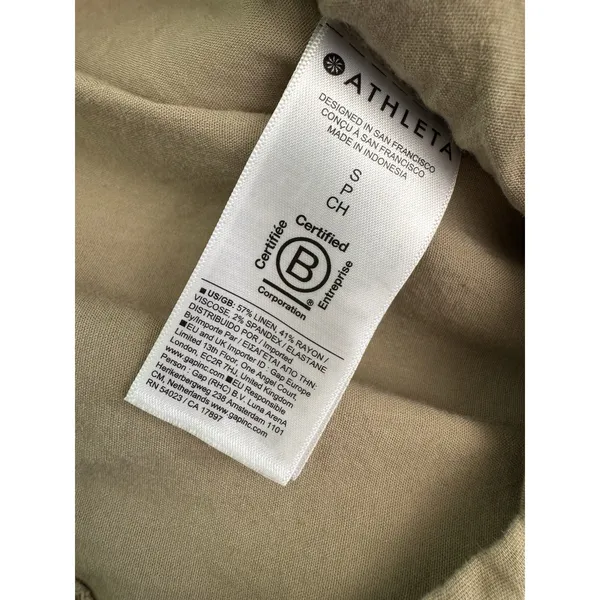 Athleta Khaki Linen Blend Pull On Cargo Pants Women’s Size Small - Image 7