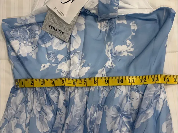 Light Blue Floral Halter Midi Dress - Image 8