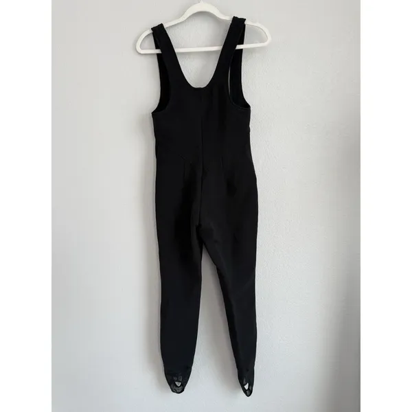 Vintage Obermeyer Skiwear Overalls Women's 6L Black Bibs Stirrups Wool‎ Blend - Image 2