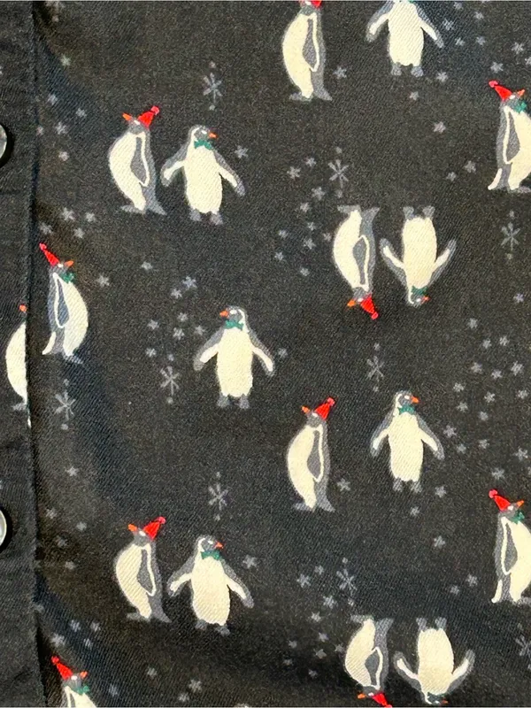 VTG Victoria's Secret The Dreamer Flannel Pj Set tuxedo Penguin Holiday cozy SM - Image 8