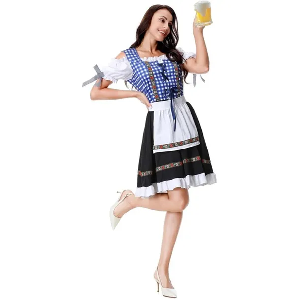 Source Unknown Oktoberfest Costume German Bavarian Dirndl Dress Halloween Plaid Beer Maid SMALL - Image 2