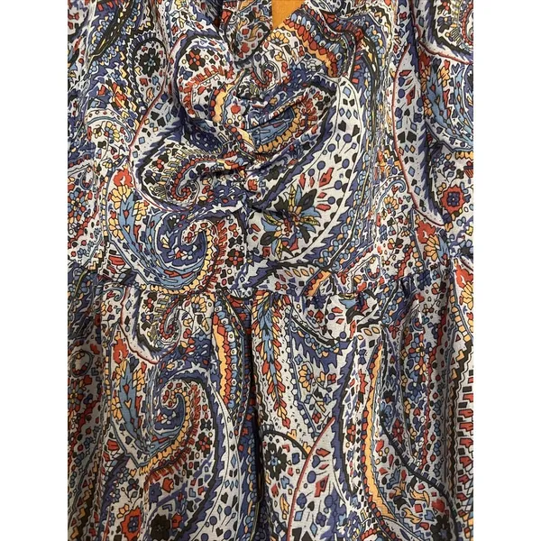 Kojooin Puff Sleeve Tie Back Ruffled Dress Navy Paisley Women’s XL NWT - Image 5