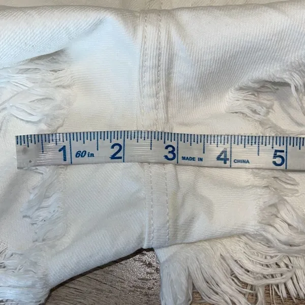 Zara Womens Frayed Hem High Rise Button Fly Denim Shorts‎ White Size 8 - Image 8