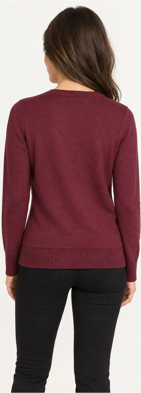B. Moss Women’s Burgundy Floral Embroidered Wool Blend Cardigan Size L - Image 2