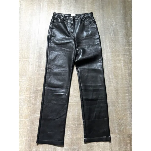 Aritzia Wilfred The Melina Pant Black Vegan Leather Pants Size 4 High Waisted - Image 9