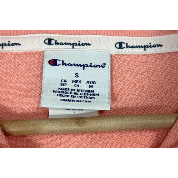 Champion Quarter Zip Sweatshirt Peach Logo Pullover Athleisure Loungewear Size S - Image 5