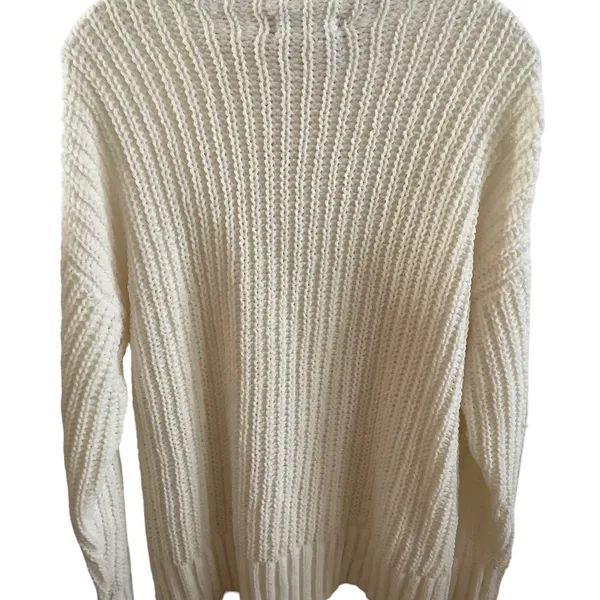 Vtg Victoria’s Secret chrib sweater pullover white rose gold logo mock neck Sz X - Image 2