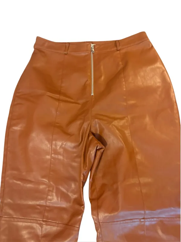 Lovers and Friends Georgie Pant in Chestnut Brown Womens Large Faux Leather - Image 6