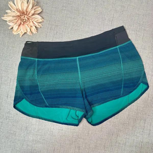 Lululemon Real Quick High Rise Athletic Shorts Simply Radiant Hunter Green Black - Image 2