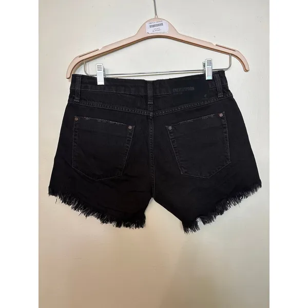 One Teaspoon Sz 26 Marlons Black Cut Off Low Waist Casual Denim Jean Shorts - Image 2
