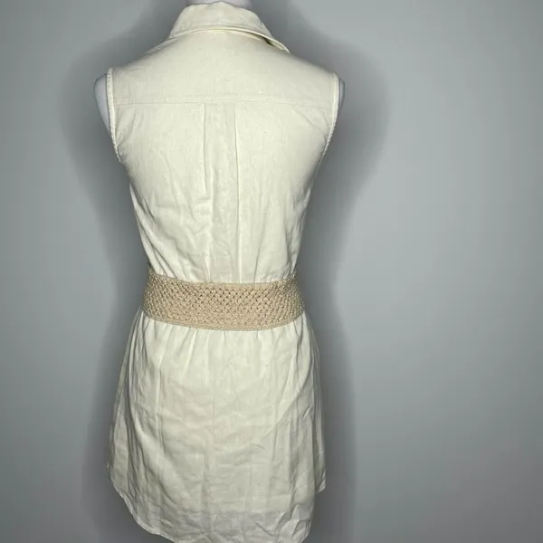 A'Gaci- Cream Button Up Dress w/Belt - Image 2