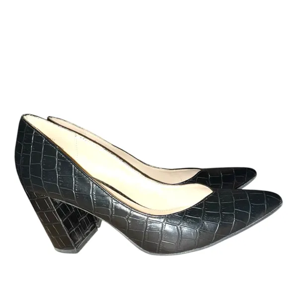 Liz Claiborne Elegant Black Crocodile Pattern chunky Heels! Ntn - Image 5