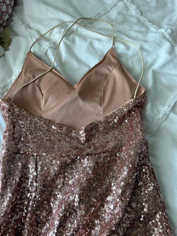 Hello Molly Sequin Rose Gold Mini Dress - Image 5