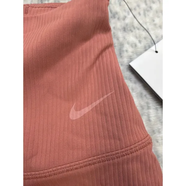 Nike Zenvy Dri-FIT Ribbed High Rise‎ 7/8 Leggings Rust Pink HF1443-634 Mens XS - Image 3