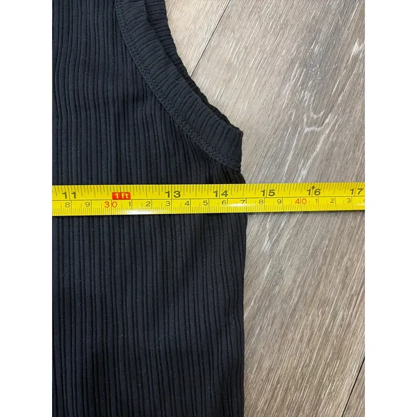 SPANX Ribbed Tank Top Small Black Shaping Stretch Scoop Neck - Image 3