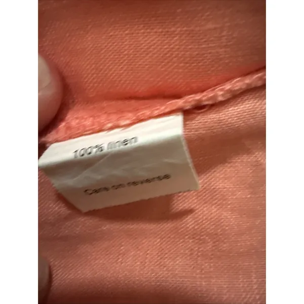 HIHO Tortola Women's Coral 100% Linen White Embroidered Beach Dress Sz. SMALL - Image 7