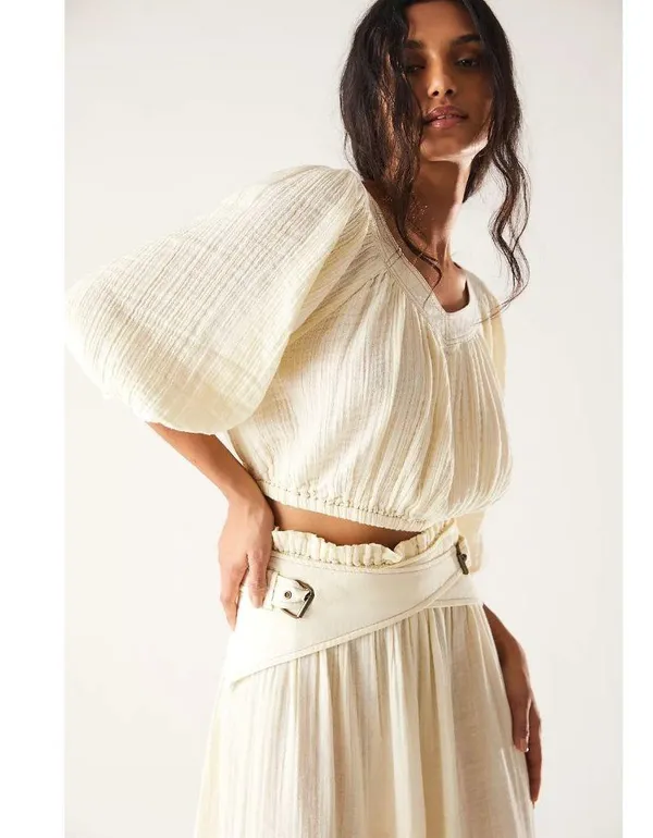 NWT Free People Lou Lou Set in Solitary Star Gauze Top Wide Leg Pants S $168 - Image 5