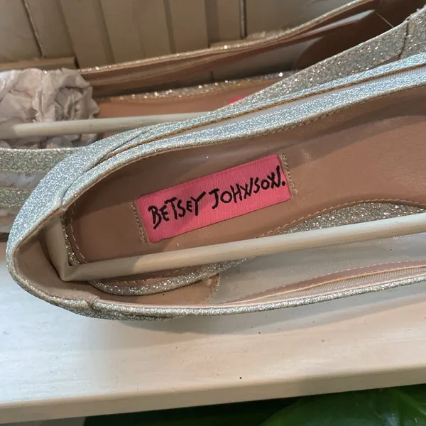 Betsey Johnson Silver Glitter Clear Mesh Panel Ballet Flats Shoes 5.5 - Image 9