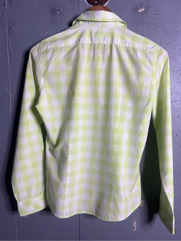 Vintage Lilly Pulitzer Gingham Green Button Up Shirt. Size 6 - Image 2