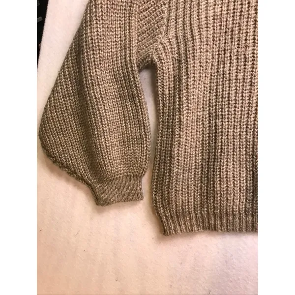 Zenana Womens 3X Oversized Cardigan Sweater‎ Tan Ribbed Knit Lantern Sleeve - Image 6