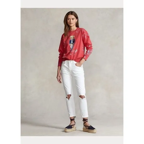 Polo Ralph Lauren Polo Bear Paint Splatter Sweatshirt Red XS S Artist Rare - Image 2