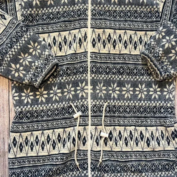 VTG Active Stuff Snowflake Fleece‎ Coat Hoodie Zip Jacket Womens L Christmas USA - Image 3