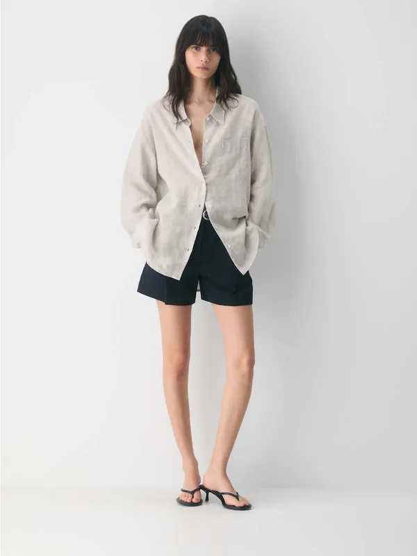Aritzia Wilfred Reminisce Relaxed Linen Shirt Oversized Undyed Ecru - Image 4