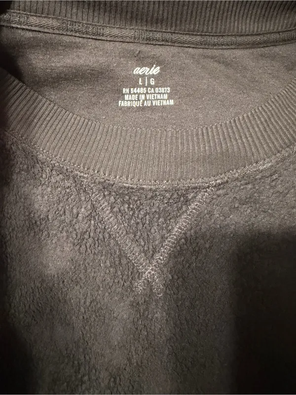 Aerie chilled out Cozy brown sherpa crewneck Pullover‎ Sweatshirt size large - Image 9