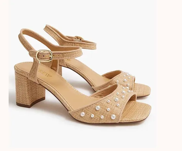 J. Crew Brown Sandals with Pearl Embellishments - Image 6