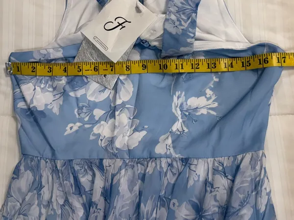 Light Blue Floral Halter Midi Dress - Image 7