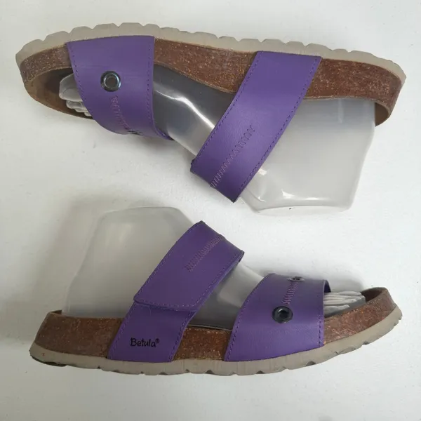 Birkenstock Betula 39 Sandals Purple Slide Two Strap Cork Footbed Adjustable Comfort Shoes - Image 3