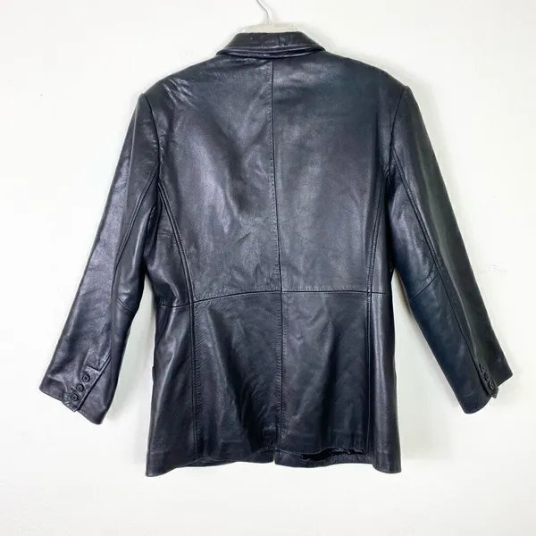 Vintage Golden Bear San Francisco Black Zip Up Leather Jacket Size L - Image 2