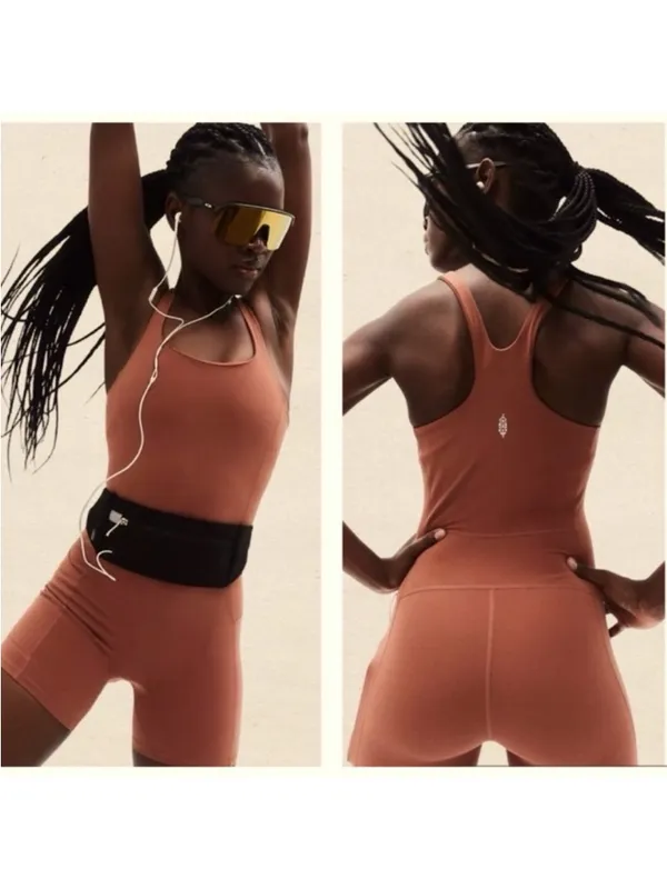 FP Movement by Free People Never Better Runsie Peach Pink Athletic Romper - Image 9
