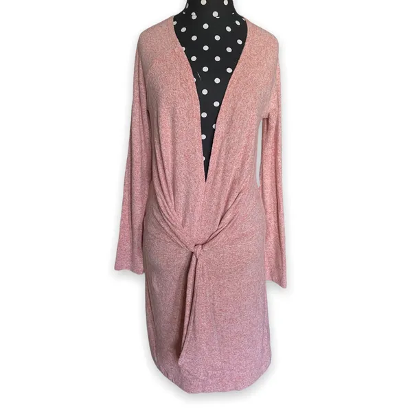 Free‎ People Ginger Tie Front Sweater Dress Long Sleeve Blush Pink Medium - Image 5