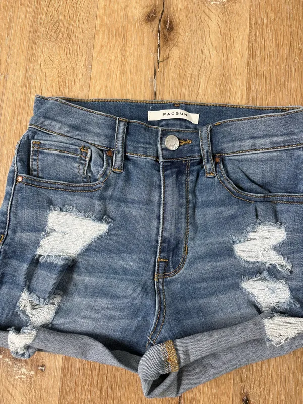 Pacsun High Rise Distressed Jean Shorts - Image 2