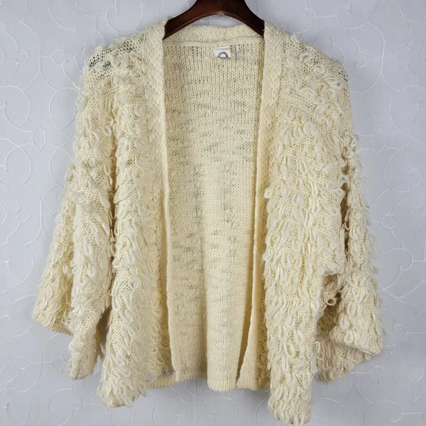 Anthropologie Akemi + Kin Loopy Knit Womens Cardigan One Size Cream Open Front - Image 7