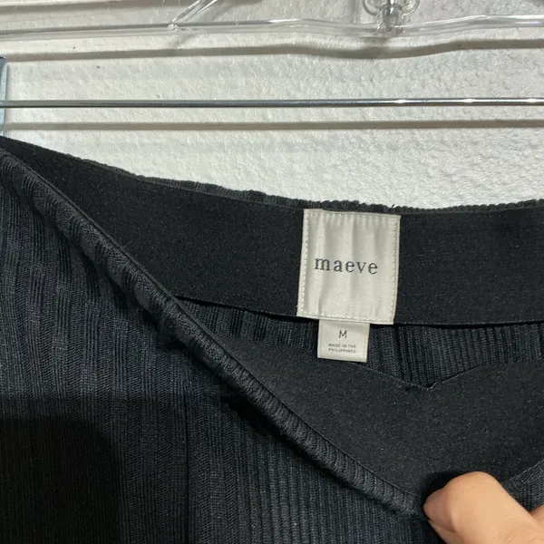 Anthropologie Maeve Black Ribbed Flare Leggings Sz M NWT - Image 5