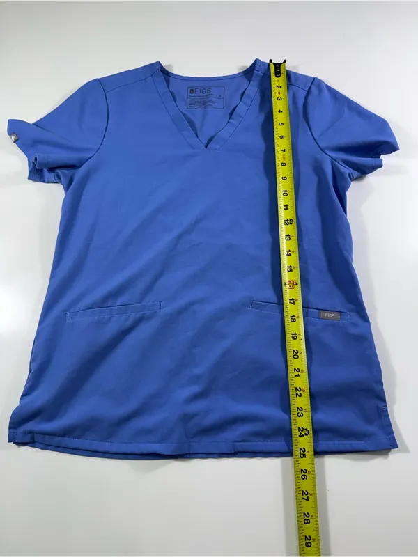 FIGS Classic V-Neck Medical Scrub Top - Blue - Image 4