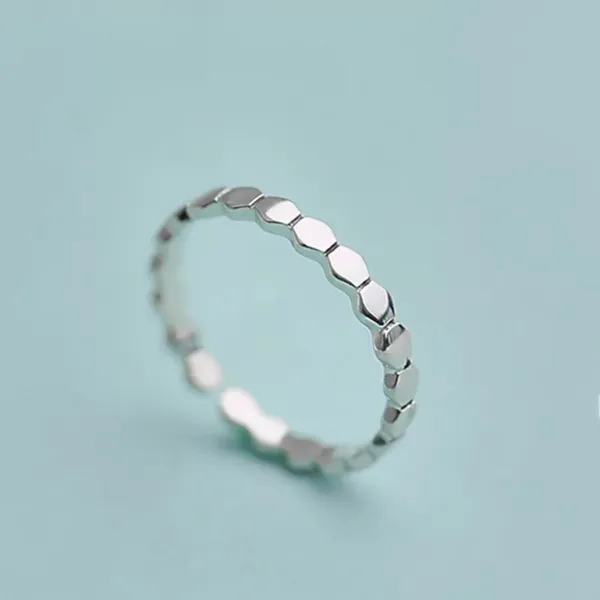 Boutique NEW 925 Sterling Silver‎ Hexagon Design Stacking Adjustable Band Ring - Image 4