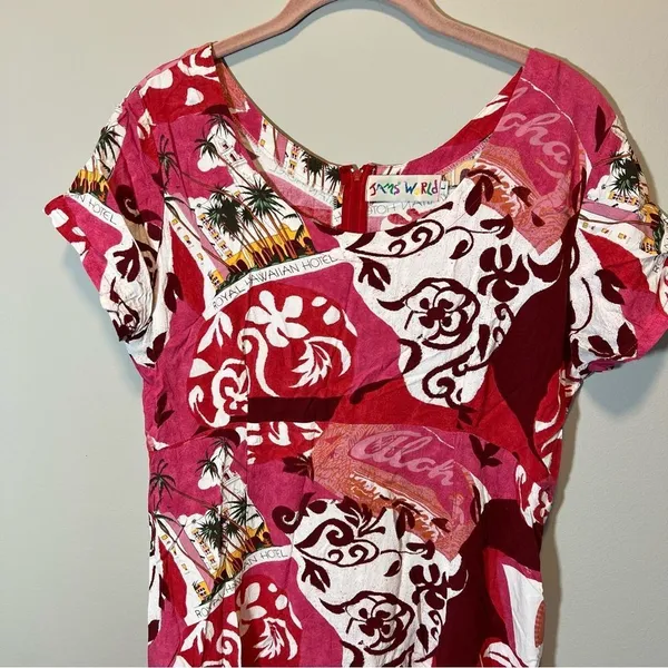 Jams World Aloha Hawaiian‎ Royal Hotel Dress Pink Large - Image 2