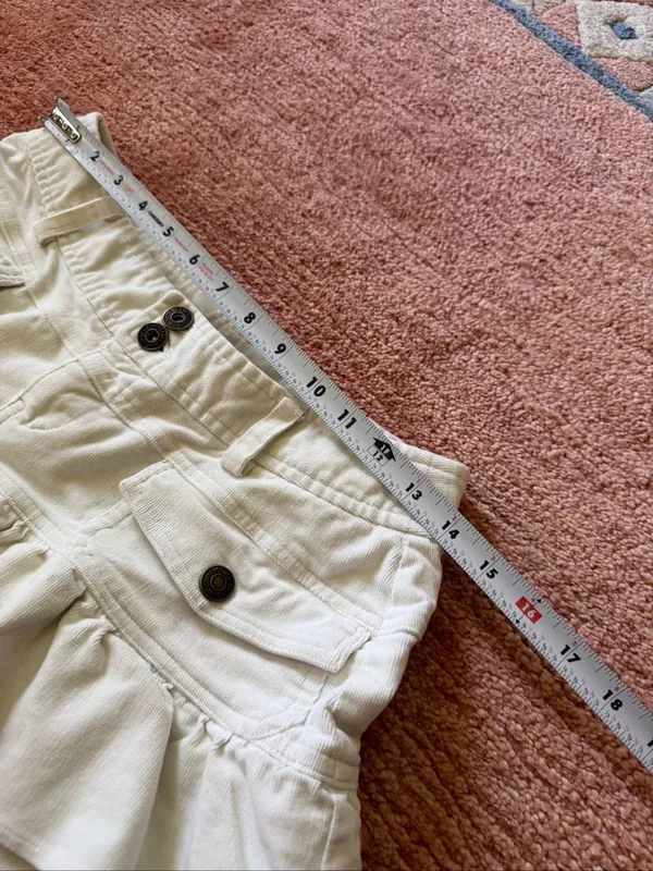 East of LA Ivory Ruffle Cargo Mini Skirt Size 3/XS Cotton Stretch Y2K - Image 5
