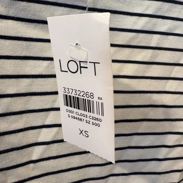 LOFT Turtleneck‎ Striped Top Size XS White Navy Blue NWT - Image 4