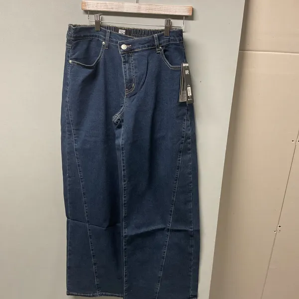 Madden NYC Wide Leg Jeans Dark Wash‎ Elastic Waist Full Length Size L - Image 2