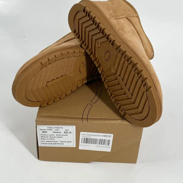 EVELLYHOOTD Mini Snow Boots Chestnut Suede Fur Lined Winter Shoes‎ Size 11 NEW - Image 9