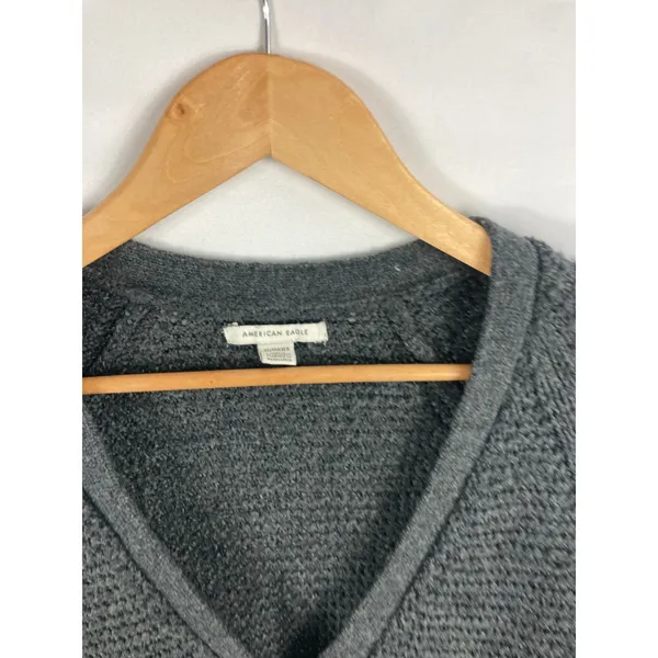 American Eagle Soft Cropped Button Front Cardigan Grey Size XS - Image 3