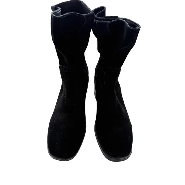 Steve Madden Romney Black Suede Block Heel Square Toe Western Boots Size 6M NEW - Image 4