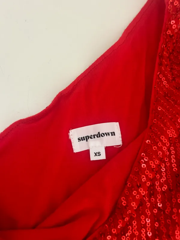 Revolve Supper down Red Sparkles Body Suit - Image 3