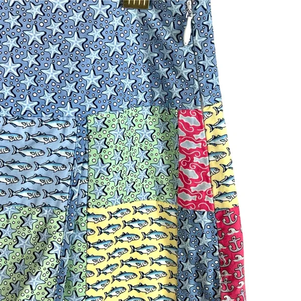 Vineyard Vines Patchwork 100% Cotton Faux Wrap Skirt 4 Nautical Preppy Vacay - Image 4
