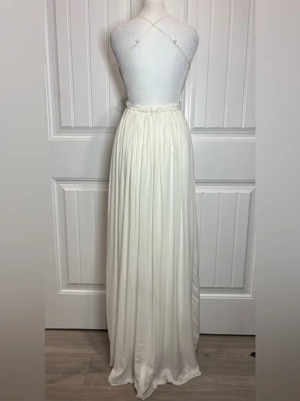 Forever 21 White Pleated Maxi Dress with Lace Trim - Image 2