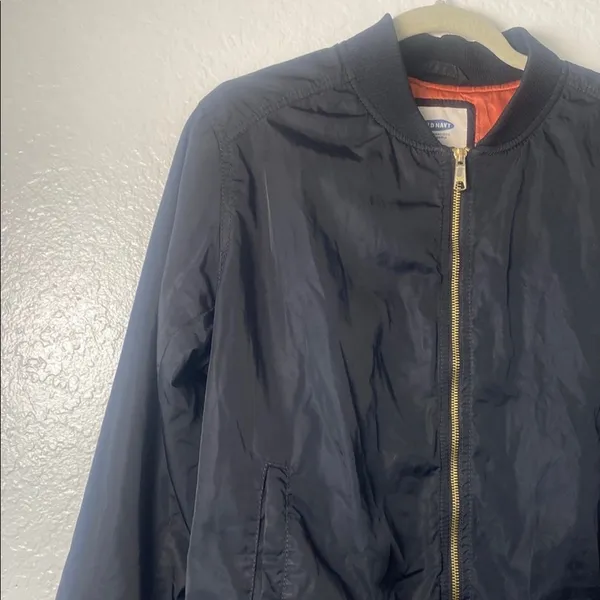 Old Navy‎ Black Bomber Jacket with Gold Zipper Size XL - Image 3